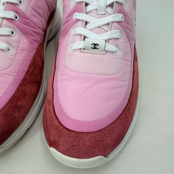 Chanel Pink Suede Calfskin & Nylon Sneakers G37137 Y55131 SIZE 46 US 13 MENS main image 15